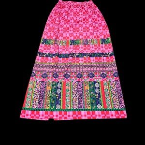 Vintage 1960 Lorraine psychedelic Boho Floral Checked Print hot pink Max…